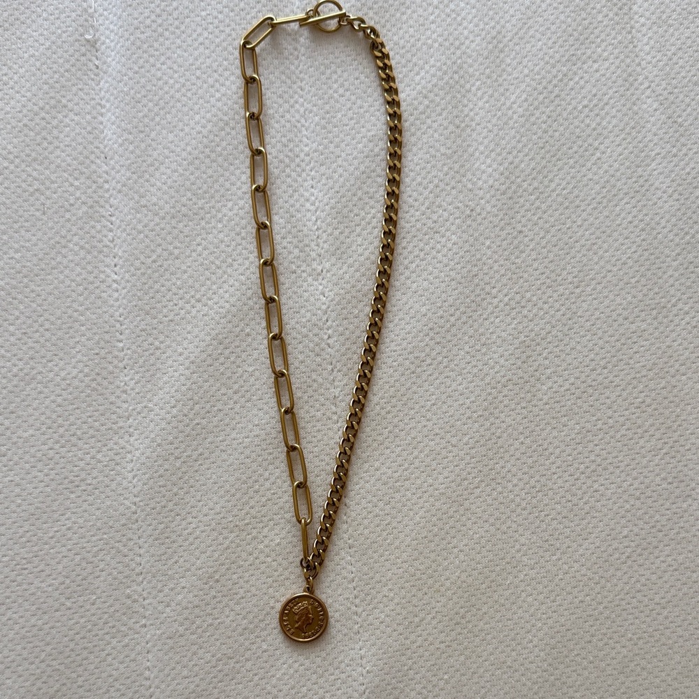 Adorina Water Resistant Mixed Chain Coin Necklace